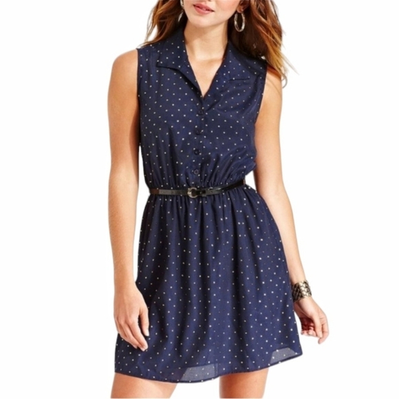 BeBop - Polka Dot Collar Sleeveless Mini Dress - Picture 1 of 16